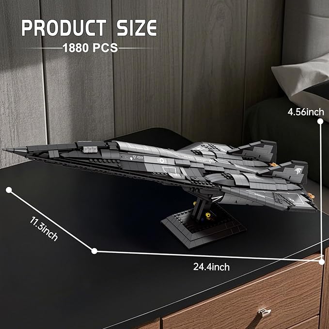 Reobrix SR-72 Reconnaissance Fighter Jet Building Set, Military Airplane Toys Construction Set 33039, Model Plane Kit Aviation Collection, Gifts for Teens 14+, Adult and Military Fans