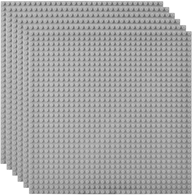 Lekebaby Classic Baseplates Building Base Plates for Building Bricks 100% Compatible with Major Brands-Baseplate 10" x 10", Pack of 6, Grey