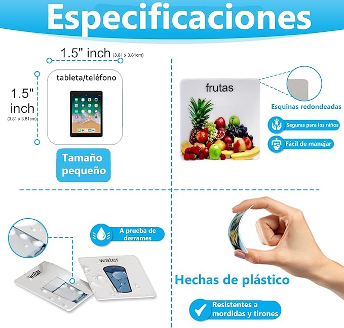 Smile4Autism Small 1.5"x1.5" Loose Spanish Visual Picture Cards, Receptive and Expressive Language, Speech Articulation Therapy, ASD, ADD, ADHD, Apraxia, & Stroke Patients