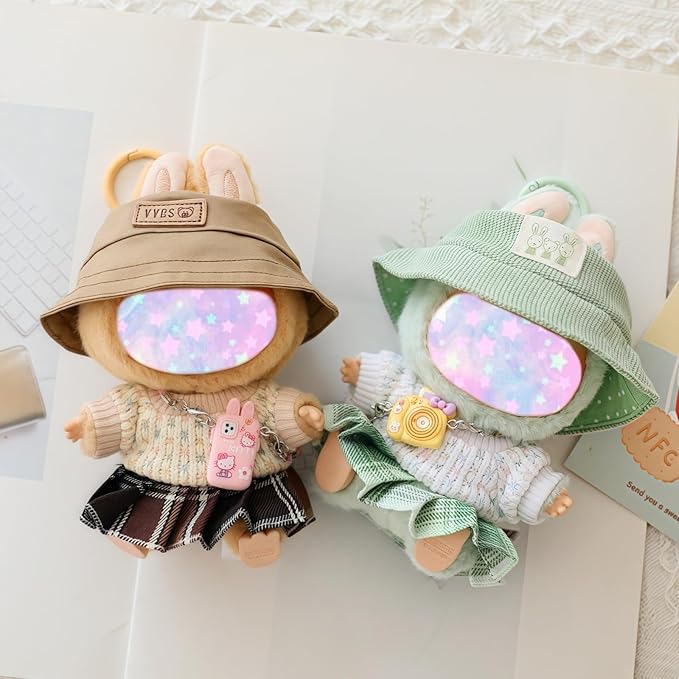 17cm Doll Clothes Set, 5 Pieces Dress Outfit Set for 6.7inch Doll Suit, Fashion Chic Hat & Clothes Accessories for 1st/2nd/3rd Gen Dolls Play & Display Brown