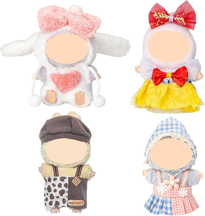 4 Pack—17cm Doll Clothes,Premium Cute Outfit with Accessories,Doll Princess Skirt,Boys and Girls Stylish Adorable Dolls Fashion Clothes Set Accessories(No Dolls and Shoes) (Set G)