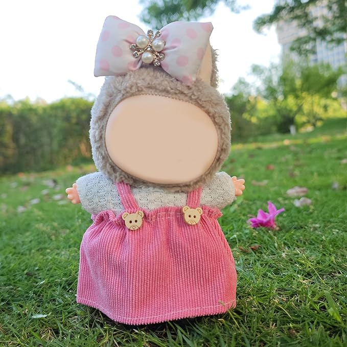 Clothes for 17cm Doll, 2 PCS Cute Chic Style Hair Clip & Dress Set, Dress up Outfit Exquisite Accessories for Dolls