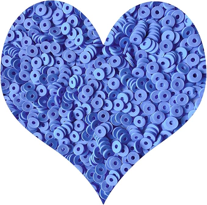 3000Pcs Clay Beads Flat Round Polymer Bead Vinyl Heishi Beads Flat Round Polymer Bead for Jewelry Making Necklace Bracelet (18-Pastel Blue)