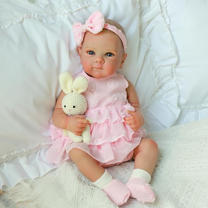 Realistic Reborn Baby Dolls - 20 Inch Cute Lifelike Real Life Baby Dolls Newborn Silicone Baby Dolls Girl with Soft Full Vinyl Body and Accessories can Swimming for 3+ Years Old Kids Gifts
