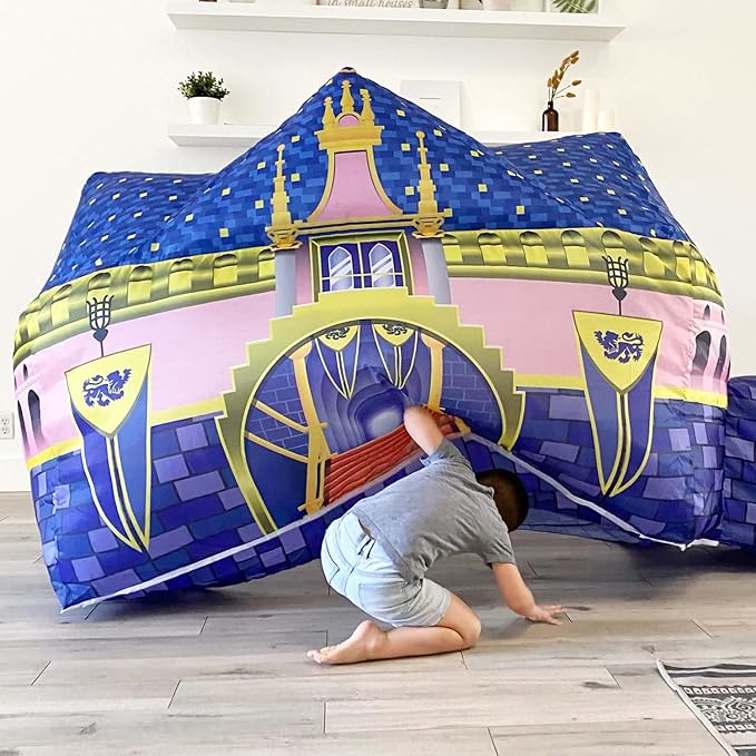 The Original Patented AirFort - Build A Fort in 30 Seconds, Inflatable Fort for Kids, Play Tent for 3-14 Years, A Playhouse Where Imagination Runs Wild, Fan not Included (Royal Castle)