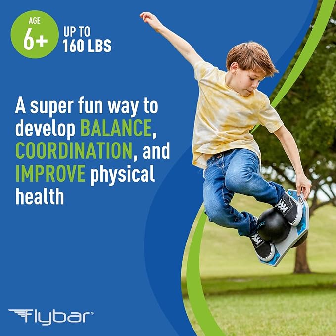 Flybar Pogo Trick Ball for Kids – Balance Bounce Board with Anti-Slip Deck – Pump Included - Indoor & Outdoor Toys for Boys and Girls Fun Way to Reduce Screen Time Supports up to 160 lbs – Ages 6+