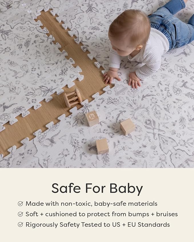 House of Noa Baby Play Mat – 4x8 Pebble Ada – Set of 8 Tiles – Cushioned EVA Foam Play Mat for Floor, Soft Interlocking Baby Crawling Mats for Hard Floors