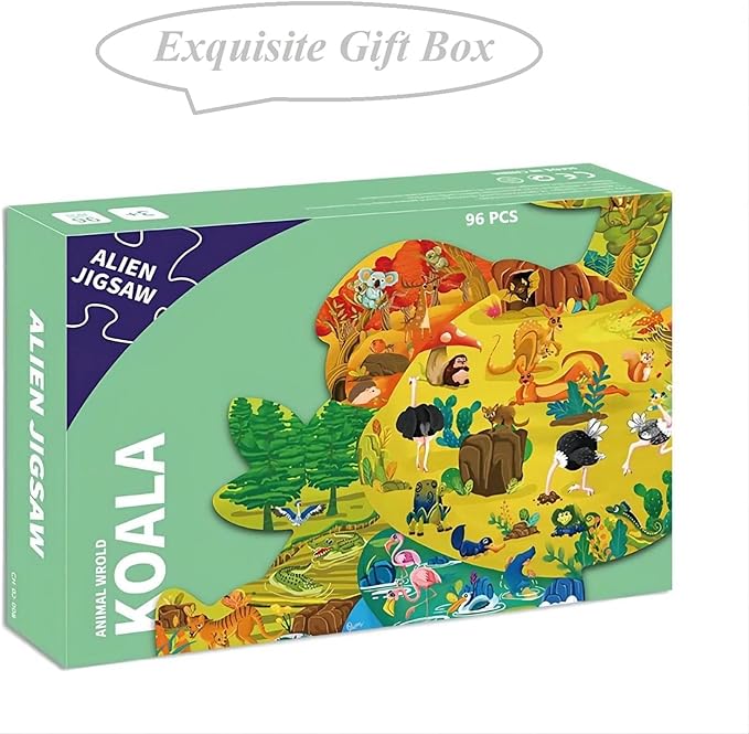 PINU Jigsaw Puzzles for Kids Ages 3-5, 6-8, 8-10, Children Colorful Fun Animal Shaped Puzzle Learning Educational Toys Gifts Games for Boys and Girls (Koala-96 PCS)