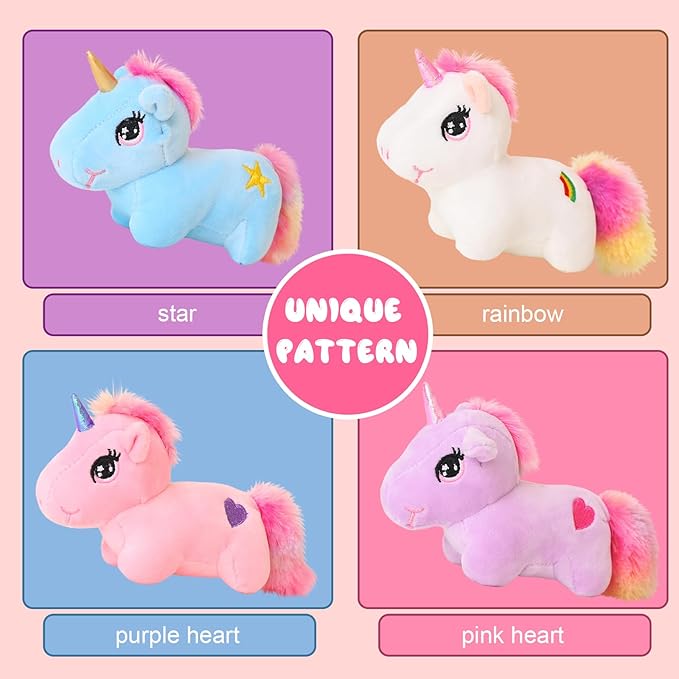 SQEQE Unicorn Toys Stuffed Animal 5 in 1, Plush Toy Rainbow Flying Unicorns with Wings for Christmas, Valentine's, Birthday Gifts, Plushies Unicorn Pillow with 4 Babies in Her Tummy for Girls Age 4-8