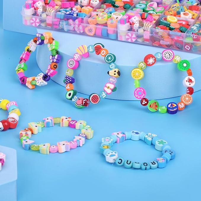 2880pcs Girls Toys Bracelet Making Kit,Beads Charm Jewelry Making Kit Supplies,Clay Beads Unicorn/Mermaid Crafts Birthday Christmas Gifts for Girls
