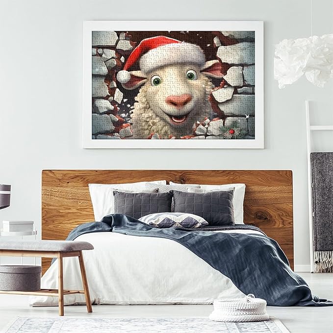 Sheep for Adults Fun Thickened Wooden Jigsaw Puzzles 1000 Piece 3D Animal Toy Intellectual Game Education Game Stress Relief Toy Home Decoration Premium & Durable 1000pcs (75x50cm)