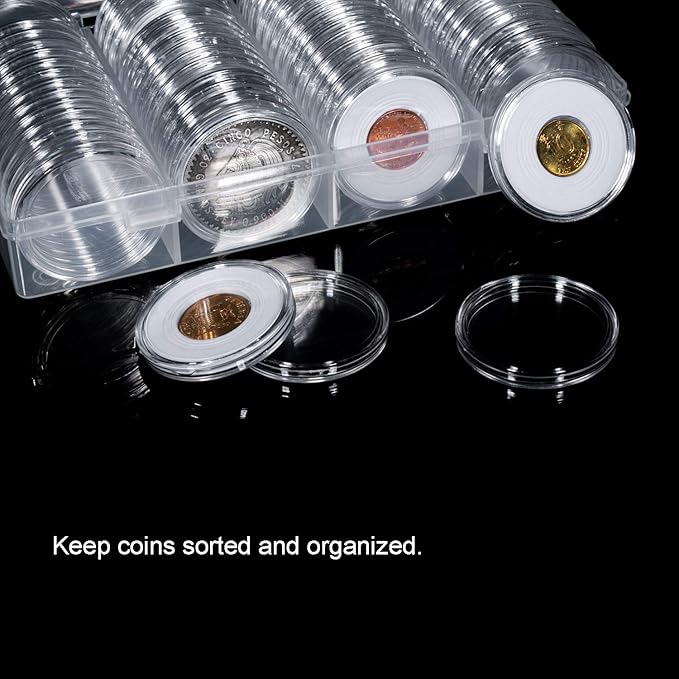 41mm Coin Capsules, with Foam Gasket and Plastic Storage Box, for Coin Collection