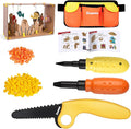 Cardboard Construction Tools Kit 124-Pieces with Waist Bag, Safety Ring Saw, Screwdriver, Waist Bag and Gift Box – Safe DIY Construction Kit for Children’s Creative Building & Crafting
