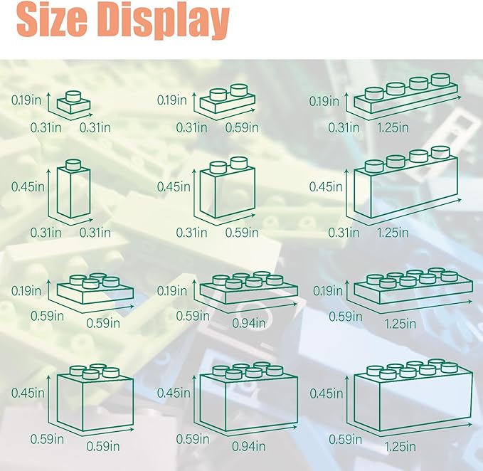 1800Pcs Building Bricks, Classic Bulk Small Blocks, Classic Building Bricks Set Basic Building Blocks(Blue Green White)