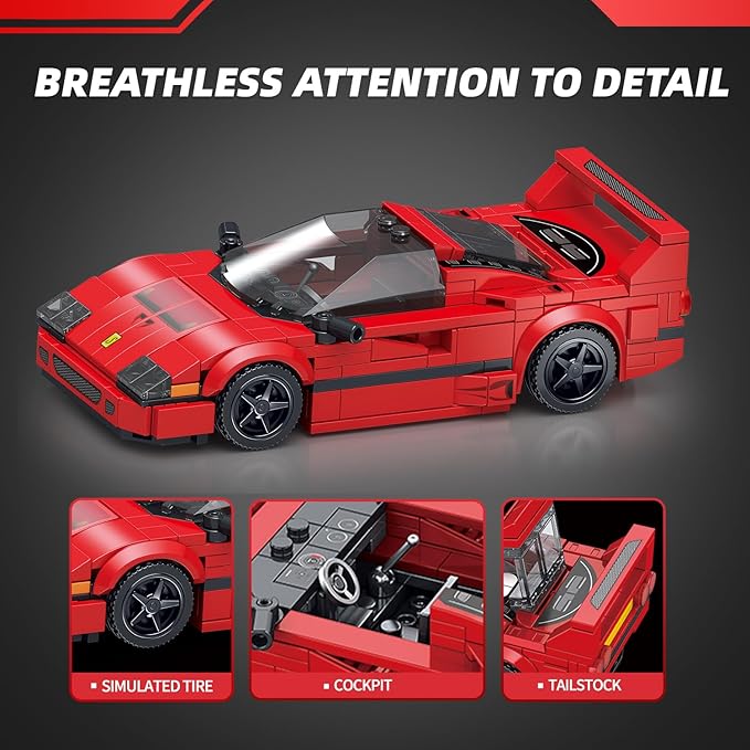VGD Car Building Kit with Display Case, Cool Collectible Model Super Race Car Building Blocks Set, 1:24 Scale Collectible Model Cars Set for Kids Boys Girls Adults Sports car Lovers Kids - 322PCS