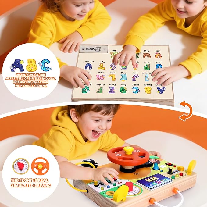 Hoarosall Busy Board,Montessori Toys for 1+ Year Old Boys & Girls,Travel Activities for Toddlers,Sensory Toy for Kids with Autism,Perfect Christmas Birthday Gift Ideal (Busy Board v6)