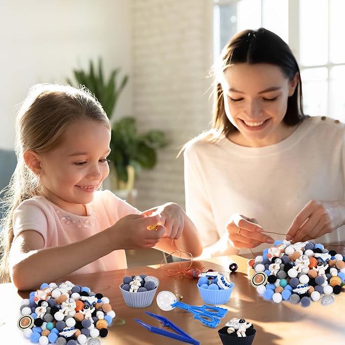 152 Pcs Space Sensory Bin Fillers Outer Space Fine Motor Skills Astronauts Sensory Bin Item Pompoms Cups Tweezers Scissor Clips for Preschool Education Activities Sorting Counting
