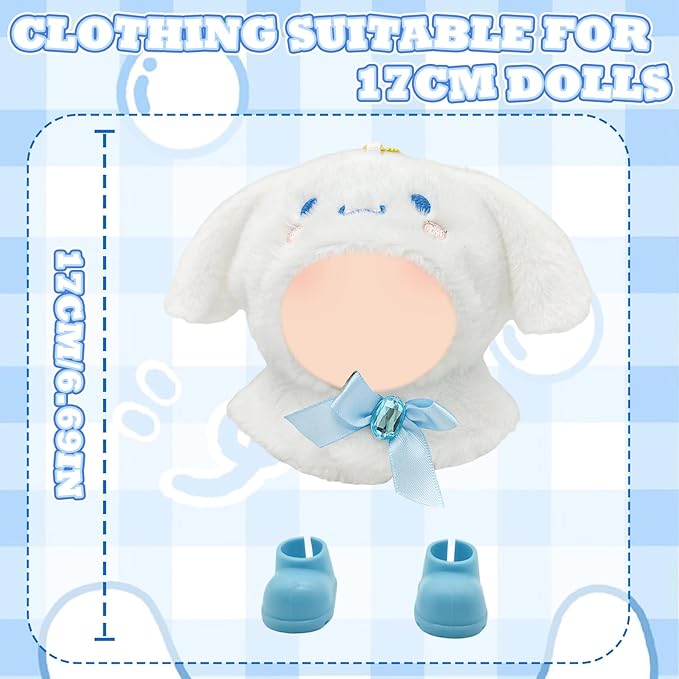 17cm Doll Clothes Set Kawaii Hoodie Outfit with Accessories, Dolls Outfit for 17cm Dolls Cute Style Jumpsuit Suit for Doll Dress up, Play & Collector Display (Doll Not Included)