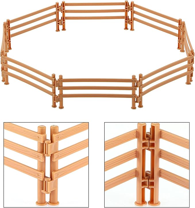 Sumind 40 Pieces Horse Corral Fencing Accessories Playset Plastic Farm Fence Toy for Barn Paddock Horse Stable Farm Animal Fence Panel Paddock Toy Educational Present Cake Toppers