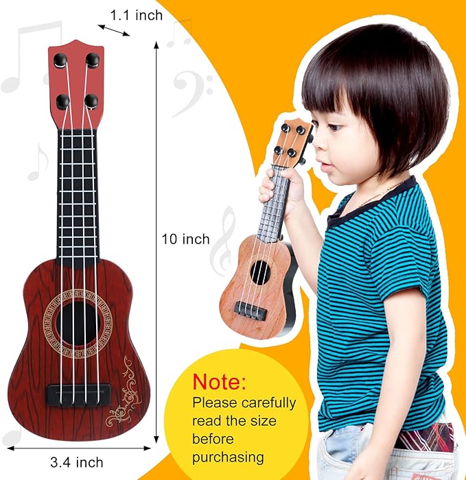 Lenwen 24 Pcs Kids Ukulele Guitar 10 Inch Kids Toy Ukulele 4 Strings Mini Guitar Children Musical Instruments Educational Learning Toy for Toddler Beginner Preschoolers Education