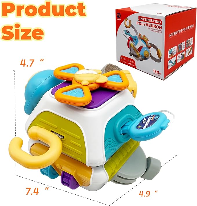Busy Cube for Toddlers 2-3, Montessori Sensory Activities Busy Board Baby Gifts Infant Boys Girls Travel Toys Educational Learning