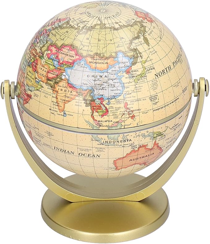 World Globe for Adults, Clear Plastic, Political Map, Desktop Rotating Earth Geography Globe