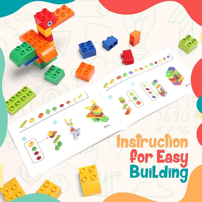 Building Blocks for Kids Toddlers, 76 Pieces Large-Size Building Blocks, Ideal STEM Toy for 3+ Year Old Kids