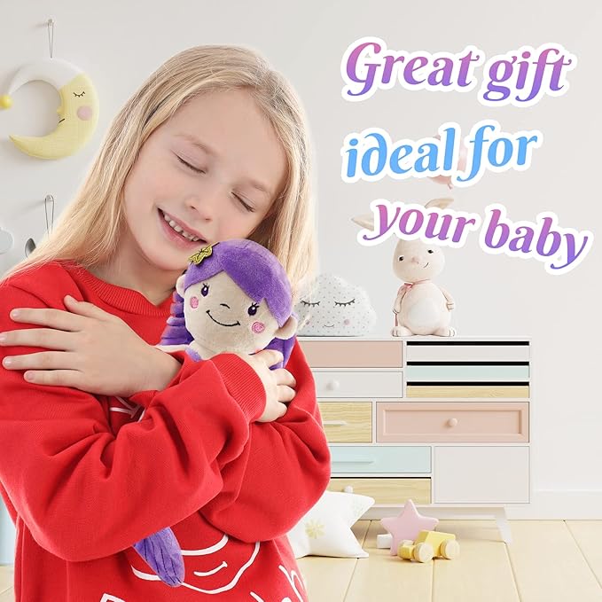 Athoinsu 12'' Purple Mermaid Stuffed Animal Soft Cute Adorable Mermaid Princess Plush Toy Doll Birthday Children's Day Decors for Toddler Girls