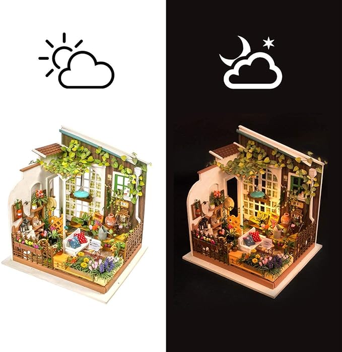 Rolife Dollhouse DIY Miniature Set Garden House LED Model Building Kit Hobby CraftHome Decor-Christmas Birthday Gifts for Women Friends (Miller's Garden)