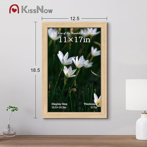 11x17 Picture Frame 2 Pack, Natural Oak Wood, Wall Gallery Poster Frame