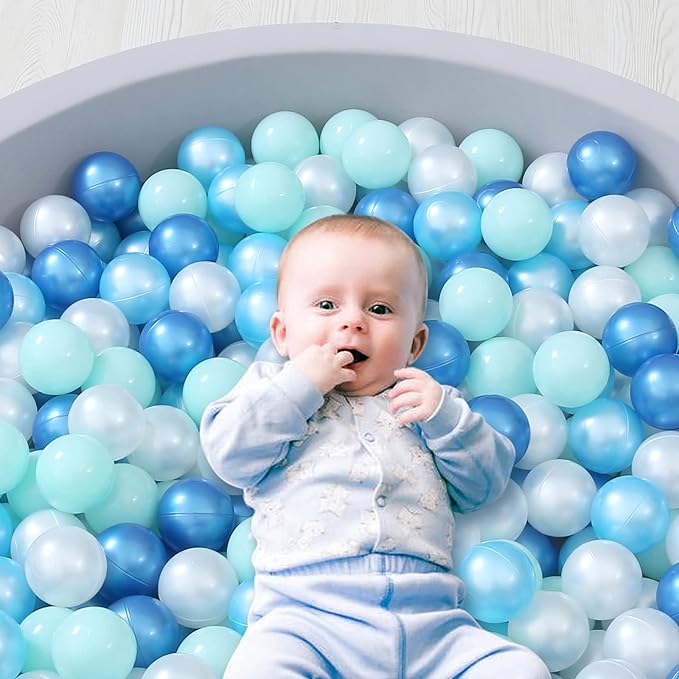 Ball Pit Balls Pack of 100 200 500 - Star and Round Set BPA Free Phthalate Free Non-Toxic Crush Proof Play Balls Soft Plastic Balls for Toddlers Baby Kids Birthday Pool Tent Party