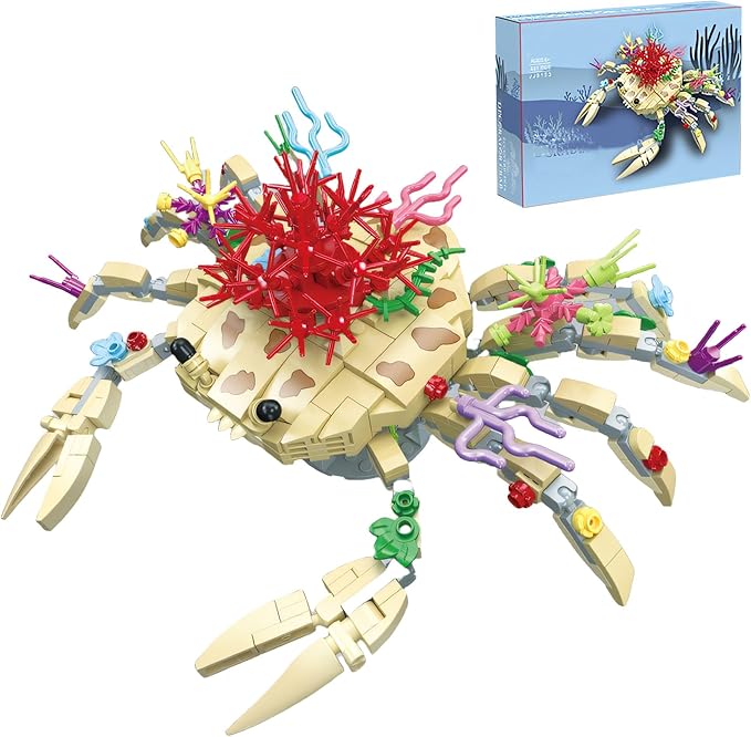 441PCS Micro Brick Ocean Plants Animal Crab Toys Building Sets,Animals Botanical Collection Blocks Model for Adult Toys,Home Decor and Office Art Creative Gift,for Teens Ages 6+ Kids