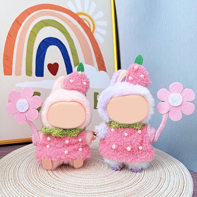 17CM Doll Clothes Set Pink Pearl Jumpsuit + Pink Hair Charm + Flower, Fashion Cute Dress-Up Clothes for Doll Accessories Outfit(No Doll Included)(LBB Clothes 8)