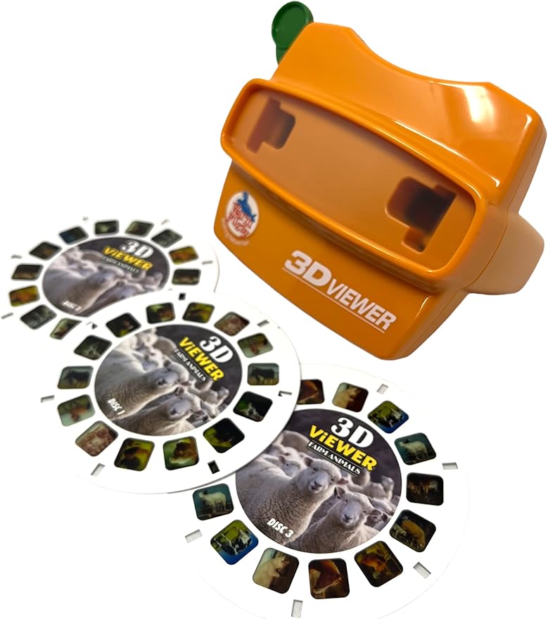 WARM FUZZY Toys 3D Viewfinder (Farm) - Viewfinder for Kids & Adults, Classic Toys, Slide Viewer, 3D Reel Viewer, Retro, Vintage Toys with 3 Reels - Contains 21 High Definition 3D Images