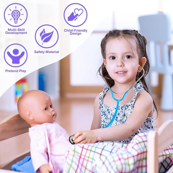 Doctor Kit for Kids, 15 Pcs Doctor Kit for Toddlers 3-5, Kids Doctors Play Set with Real Stethoscope, Medical Bag, Pretend Play Toys for Boys Girls, Halloween Christmas Birthday Gifts