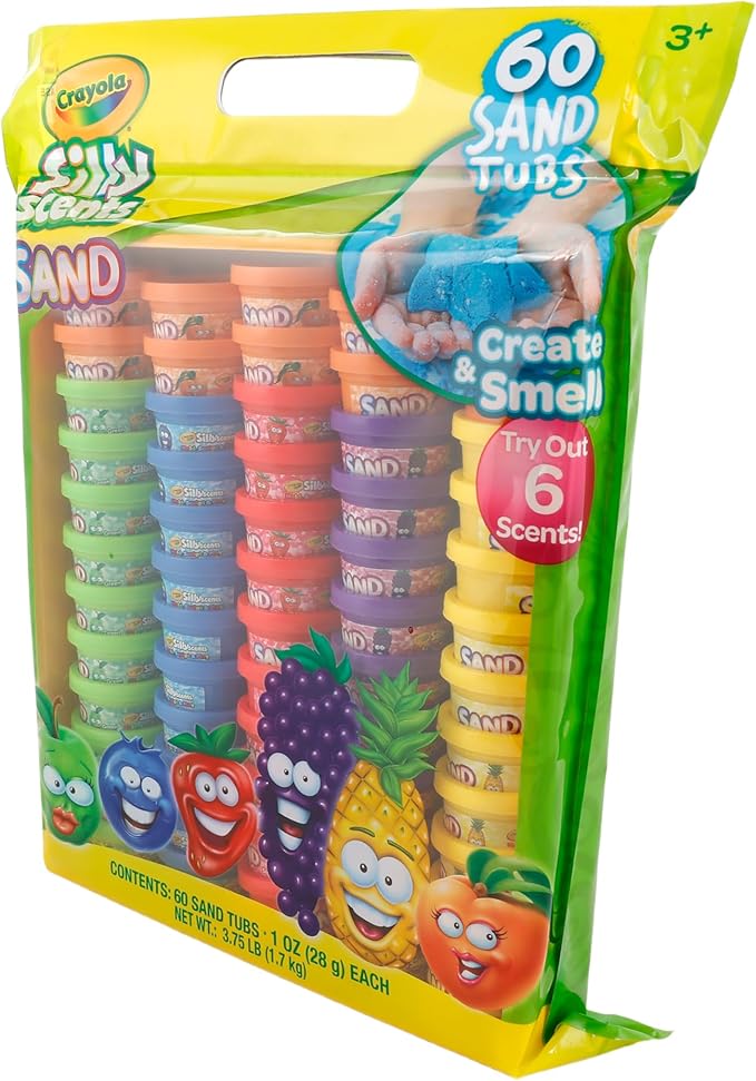 Crayola Silly Scents Play Sand – 60 Mini 1oz Tubs of Moldable Sensory Sand in 6 Bright Colors | Halloween Party Favors, Trick or Treat Goodie Bags, Classroom Prizes, Sensory Toys, Christmas Gifts