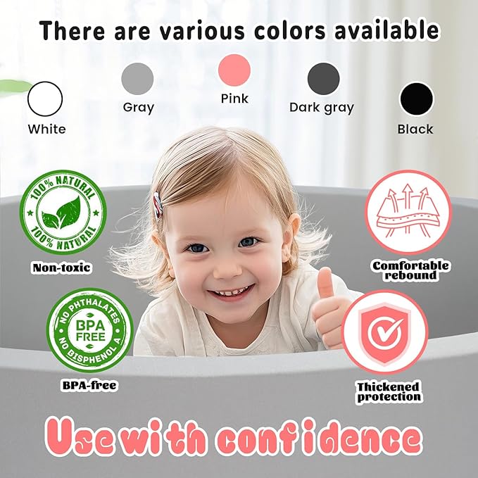 Foam Ball Pit for Toddlers Kids Square Soft Ball Pool Ideal Gift Play Toy for Children Kiddie Pools - White