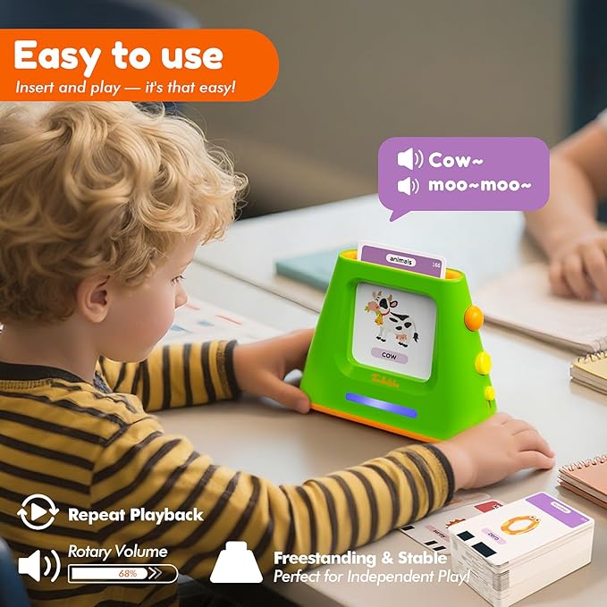 Talking Flash Cards for Toddlers: Self-standing & Dual-Speed Learning Toys with 448 Sight Words - Speech Therapy Toys for Autism Montessori Education - Birthday Gifts for Boys Girls Sensory