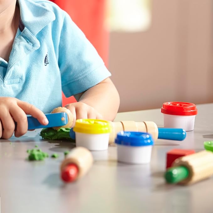 Melissa & Doug Shape, Model, and Mold Clay Activity Set - 4 Tubs of Modeling Dough and Tools