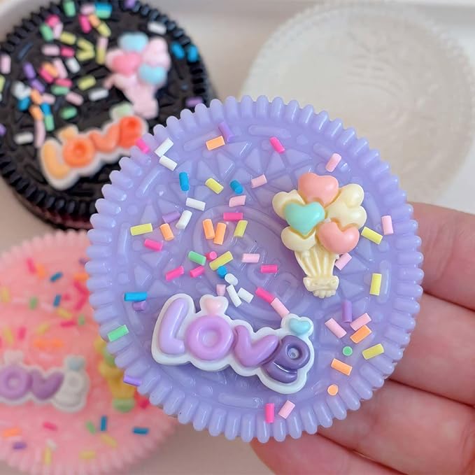 Sticky Cookie Squishies Fidget Toys Adults, Squeeze Toys for Autism, Stress Balls for Adults Fidgets Birthday Gifts(3 Pack Pink Black Purple)