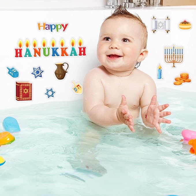 20 PCS Hanukkah Thick Gel Clings Chanukah Window Gel Clings Decals Stickers for Kids Toddlers and Adults Home Airplane Classroom Nursery Winter Holiday Party Supplies Decorations Removable and