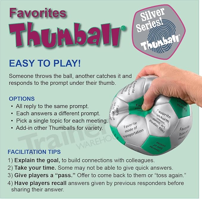 Trainers Warehouse 6" Thumball Collection, 32 Prompts for Conversation, Team Building, Relationship and Training