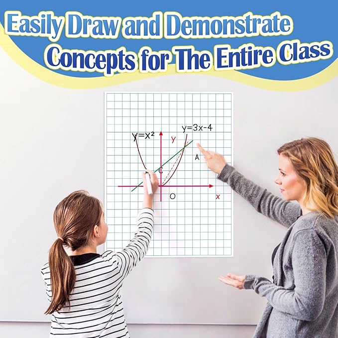 Aizweb Giant Magnetic Graph Paper,Dry Erase Grid Graphing for Classroom Whiteboard Accessories,Chart Paper Teacher Must Have Homeschool Teaching Supplies,Teacher Essential,21.5" x 16.5"