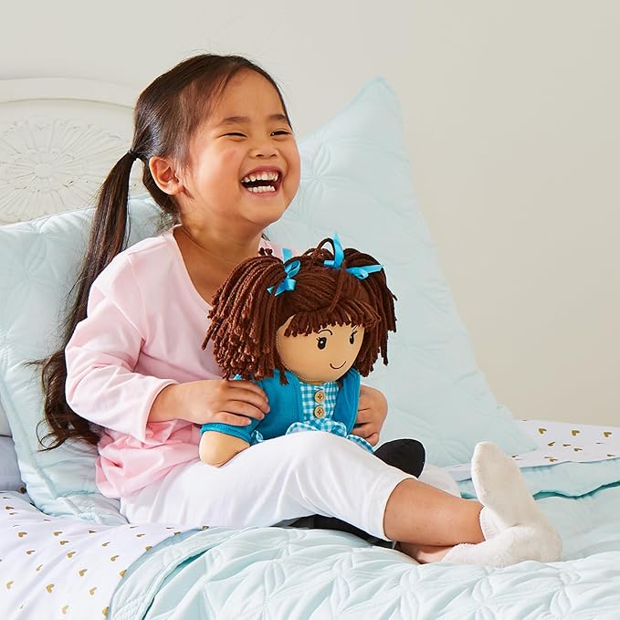 Let's Make Memories Personalized Rag Doll - Mini-Me Doll - Doll for Girls - Toy for Girls - Dark Brown Hair