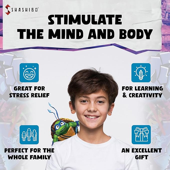 SHASHIBO Teenage Mutant Ninja Turtles Shape Shifting Box - STEM Magnetic Fidget Cube That Transforms Into Over 70 Shapes, Download Fun in Motion Toys Mobile App (Leo)
