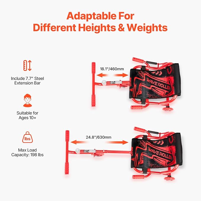 VEVOR Ride on Scooter, Load Capacity of 198 lbs, Swing Side-to-Side for Amazing Ride Powered by Zig-Zag Motion, Ride on Drifting Toy for Ages 10+, Rides on Any Hard Surface for Indoor & Outdoor, Red