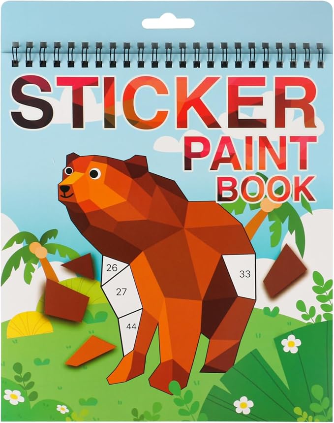 Animal Crafts for Kids Ages 4-8 Sticker Paint Books Sticker Book for Kids Ages 4-8 Boys and Girls Birthday Gifts Party Favor, Travel Activity Book Set for Learning
