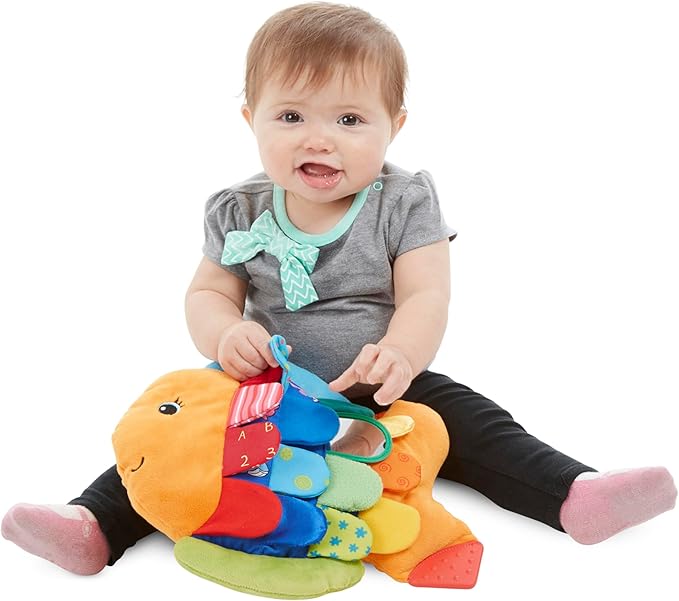 Melissa & Doug K’s Kids, Flip Fish Stuffed Animal, Soft Baby Book, Multi-Textured Squeaking & Crinkling Infant Sensory Toys for Babies with Baby Mirror, Tummy Time Toys for Infants Ages 0–9 Months