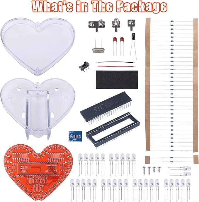 Soldering Practice Kit, ICSTATION Heart Shaped LED Light Soldering Project RGB LED DIY Electronic Kit for Beginners Diyers Student STEM Education and Father's Day Present