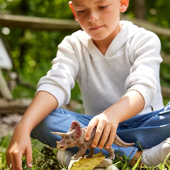 Schleich Dinosaurs - 4" Realistic Triceratops Dinosaur Figure - Educational Jurassic Dino Toy Figurine for Boys and Girls - Durable Montessori Educational Animal Toy for Kids Ages 4+ | 15000